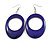 Purple Oval Wooden Hoop Earrings - 80mm Long (Possible Natural Irregularities)