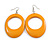 Cantaloupe Orange Oval Wooden Hoop Earrings - 80mm Long (Possible Natural Irregularities) - view 2