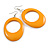 Cantaloupe Orange Oval Wooden Hoop Earrings - 80mm Long (Possible Natural Irregularities)