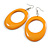 Cantaloupe Orange Oval Wooden Hoop Earrings - 80mm Long (Possible Natural Irregularities) - view 6
