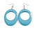 Light Blue Oval Wooden Hoop Earrings - 80mm Long (Possible Natural Irregularities)