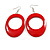 Red Oval Wooden Hoop Earrings - 80mm Long (Possible Natural Irregularities) - view 2
