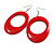 Red Oval Wooden Hoop Earrings - 80mm Long (Possible Natural Irregularities) - view 6