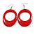 Red Oval Wooden Hoop Earrings - 80mm Long (Possible Natural Irregularities) - view 7