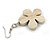 White Wood Flower Drop Earrings - 60mm L - view 4