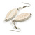 Washed White Leaf Shape Wood Drop Earrings - 60mm L