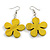 Yellow Wood Flower Drop Earrings - 60mm L - view 2