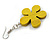 Yellow Wood Flower Drop Earrings - 60mm L - view 4