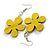 Yellow Wood Flower Drop Earrings - 60mm L - view 5