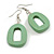 Mint Green Wood O-Shape Drop Earrings - 60mm L - view 2