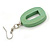 Mint Green Wood O-Shape Drop Earrings - 60mm L - view 4