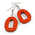 Orange Painted Wood O-Shape Drop Earrings - 60mm L - view 2