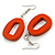 Orange Painted Wood O-Shape Drop Earrings - 60mm L - view 4