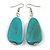 Turquoise Coloured Teardrop Wooden Earrings - 65mm L