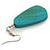 Turquoise Coloured Teardrop Wooden Earrings - 65mm L - view 5