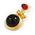 Black/Red Glass Double Bead Drop Earrings in Bright Gold Tone - 35mm L - view 6