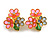 Oversized Triple Flower Clip On Earrings in Gold Tone /45mm Tall/Weight is 22g each - view 7