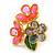 Oversized Triple Flower Clip On Earrings in Gold Tone /45mm Tall/Weight is 22g each - view 8