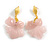 Light Pink Acrylic Calla Lily Flower Drop Earrings in Bright Gold Tone - 75mm Long