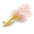 Light Pink Acrylic Calla Lily Flower Drop Earrings in Bright Gold Tone - 75mm Long - view 7
