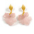 Light Pink Acrylic Calla Lily Flower Drop Earrings in Bright Gold Tone - 75mm Long - view 2