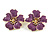 Large Purple Enamel with Clear Crystal Daisy Stud Earrigns in Gold Tone - 35mm Diameter