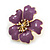 Large Purple Enamel with Clear Crystal Daisy Stud Earrigns in Gold Tone - 35mm Diameter - view 5