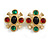 Statement Multi Acrylic Stone Cross Stud Earrings in Gold Tone - 40mm Tall - view 4