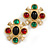 Statement Multi Acrylic Stone Cross Stud Earrings in Gold Tone - 40mm Tall