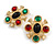 Statement Multi Acrylic Stone Cross Stud Earrings in Gold Tone - 40mm Tall - view 2