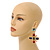 Statement Large Multi Glass Bead Cross Drop Earrings in Gold Tone - 85mm Long - view 3