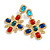 Statement Large Multi Glass Bead Cross Drop Earrings in Gold Tone - 85mm Long - view 4