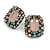 Multicoloured Crystal Square Stud Earrings in Black Tone - 25mm Tall - view 5