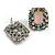 Multicoloured Crystal Square Stud Earrings in Black Tone - 25mm Tall - view 6