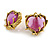 Vintage Inspired Pink Glass Heart Large Clip On Earrings in Aged Gold Tone - 30mm Tall - view 9