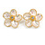 Large Shell Flower Stud Earrings in Gold Tone - 40mm D - view 3