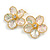 Large Shell Flower Stud Earrings in Gold Tone - 40mm D - view 2