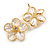 Large Shell Flower Stud Earrings in Gold Tone - 40mm D - view 5