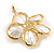 Large Shell Flower Stud Earrings in Gold Tone - 40mm D - view 6