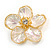 Large Shell Flower Stud Earrings in Gold Tone - 40mm D - view 7