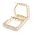 35mm Tall/ Transparent Crystal Beaded Square Hoop Earrings in Gold Tone