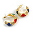 Small Red/Green/Blue Crystal Half Hoop Earrings in Gold Tone - 23mm Diameter - view 4