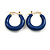 Small Blue Enamel Hoop Earrings in Gold Tone - 22mm D - view 6