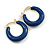 Small Blue Enamel Hoop Earrings in Gold Tone - 22mm D - view 2