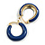 Small Blue Enamel Hoop Earrings in Gold Tone - 22mm D - view 4