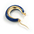 Small Blue Enamel Hoop Earrings in Gold Tone - 22mm D - view 5
