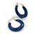 Small Blue Enamel Hoop Earrings in Gold Tone - 22mm D - view 7