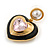 Romantic Crystal Enamel Dimentional Heart Drop Earrigns in Gold Tone - 35mm Long - view 6
