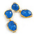 Blue Acrylic/Glass Beaded Drop Earrings in Gold Tone - 50mm Long - view 2