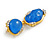 Blue Acrylic/Glass Beaded Drop Earrings in Gold Tone - 50mm Long - view 4